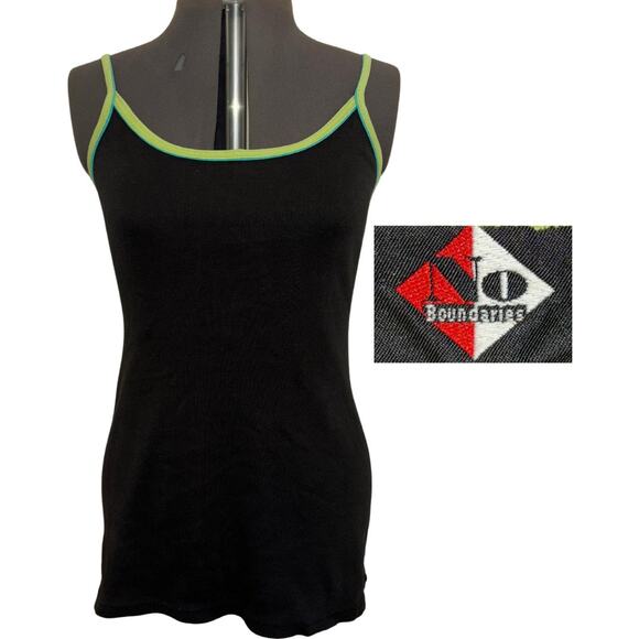 Vintage No Boundaries Dress Black Green Trim Trashy Y2k Trendy Summer Basics - Picture 1 of 6